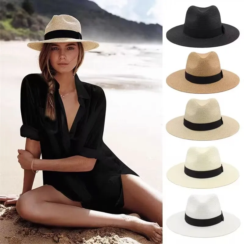 Elegant Unisex Solid Color Fedora Hat With Wide Brim