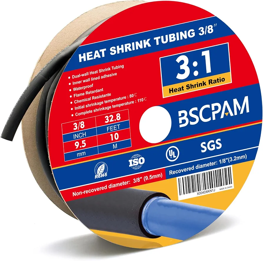 Heat Shrink Tubing, 32.8 Feet Roll Industry Marine Grade 3:1 Shrink Ratio Shrink tubing