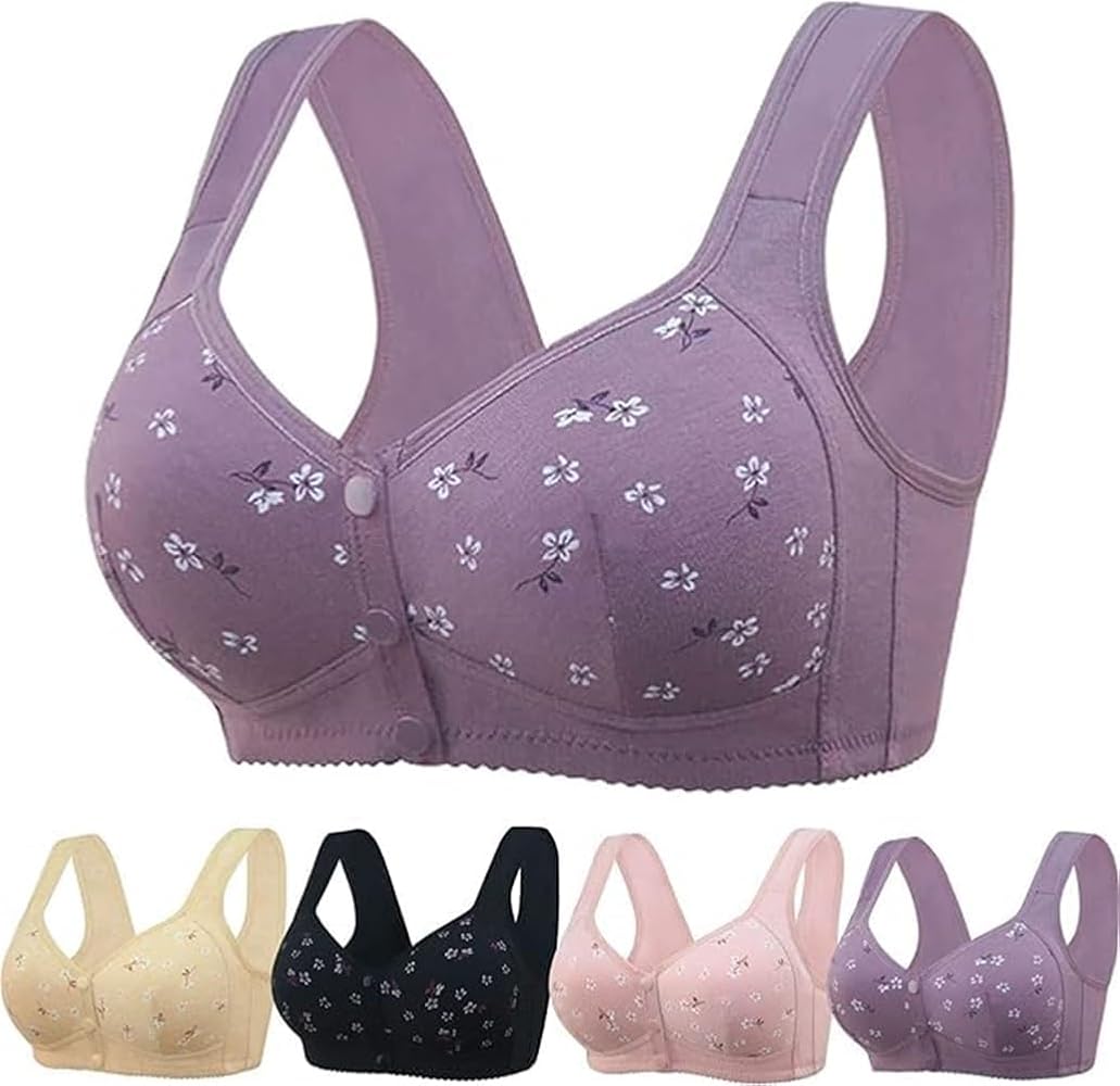 Daisy Bras for Older Women No Underwire Front Closure Comfort Senior Wireless Snap Closing Bra