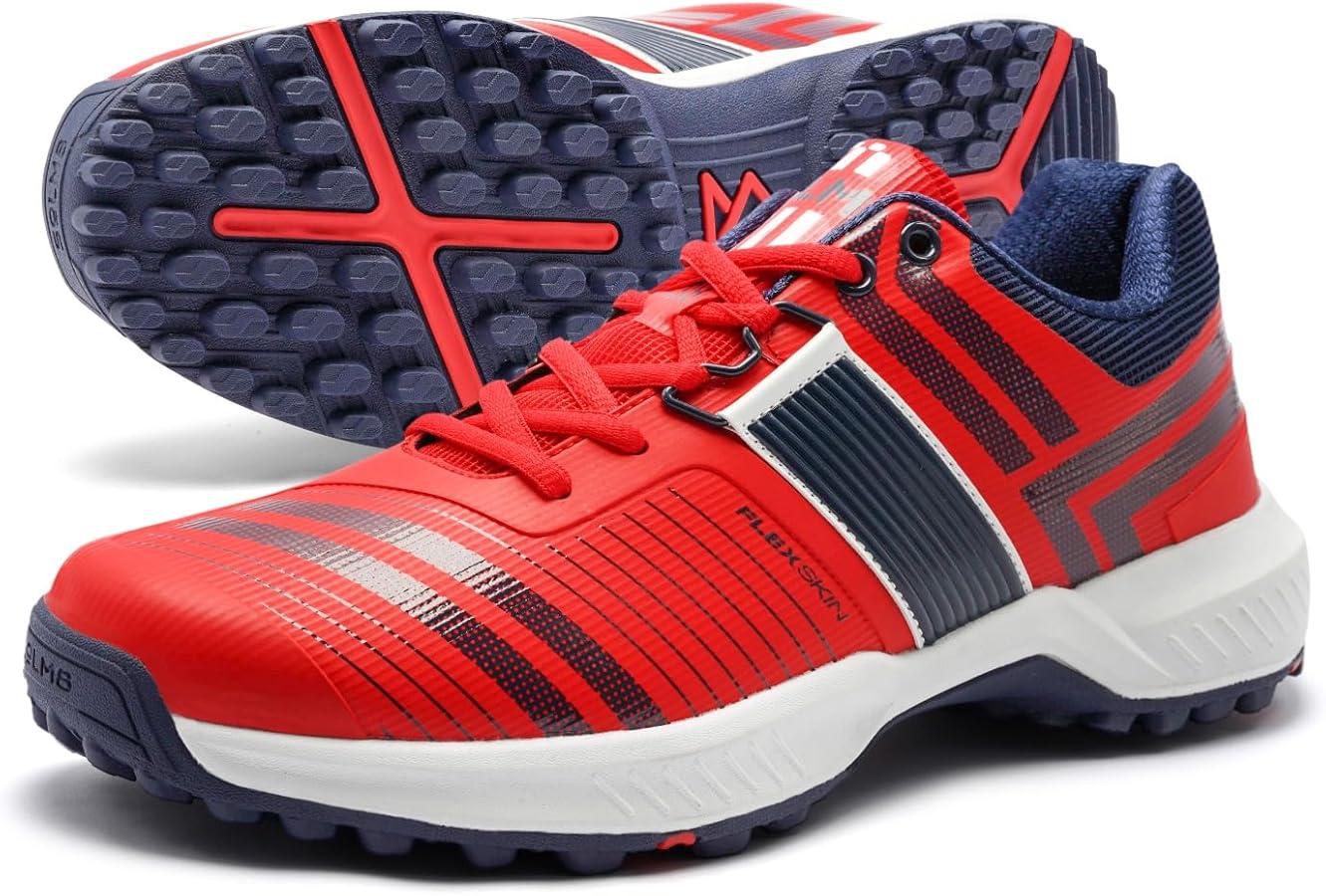 SOLM8 S8 Cricket Shoes with Rubber Spikes – Performance Cleats for Men on Outdoor Turf/Grass,